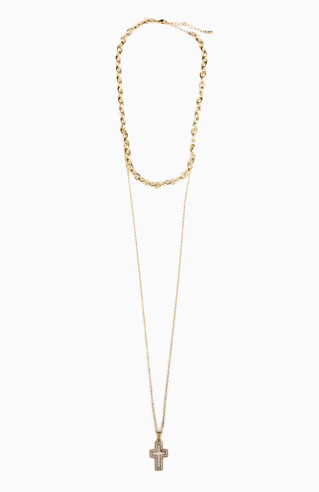 Chain Drop Cross Necklace in Gold | DAILYLOOK