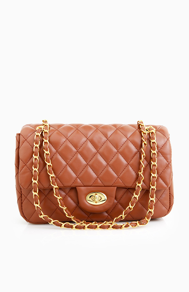 tan quilted purse