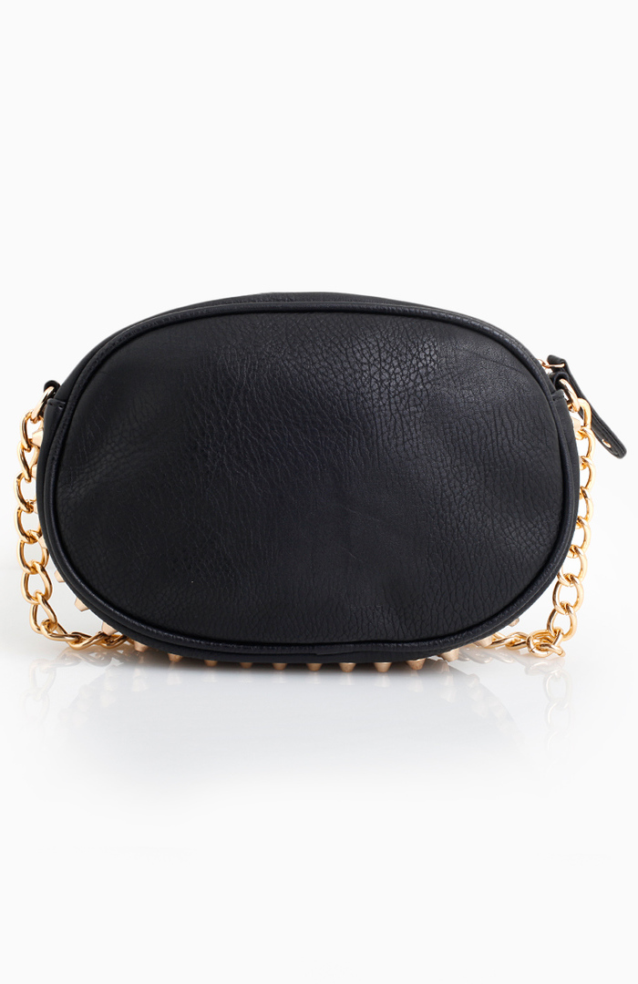 Half Quilted Stud Bag in Black | DAILYLOOK