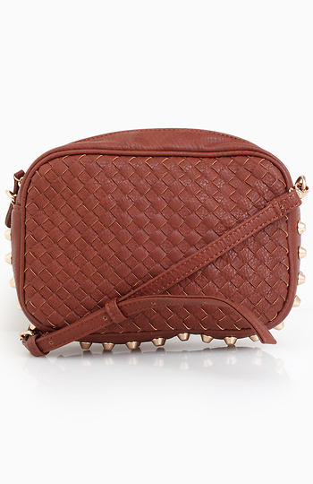 Woven Studded Shoulder Bag Slide 1