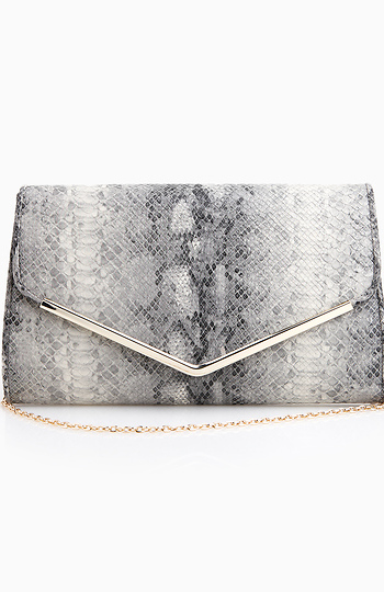 Snakeskin Metallic Flap Clutch Slide 1