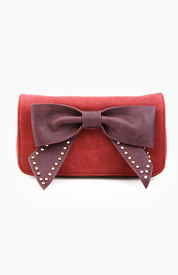 Suede Bow Clutch Slide 1