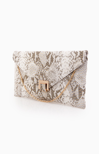 Snake Skin Envelope Clutch in Grey | DAILYLOOK