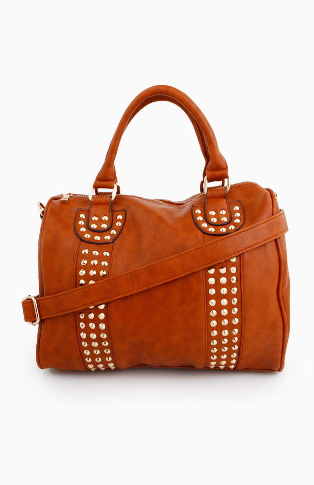 Mini Spike Studded Detail Handbag in Brown | DAILYLOOK