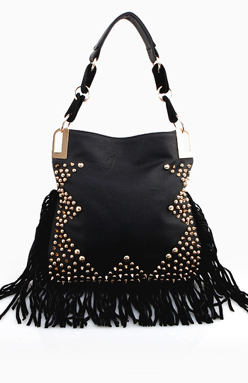 Studded Purse with Fringe Slide 1