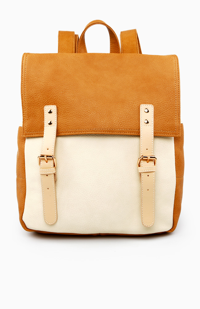 Double Buckle Backpack in Ivory | DAILYLOOK