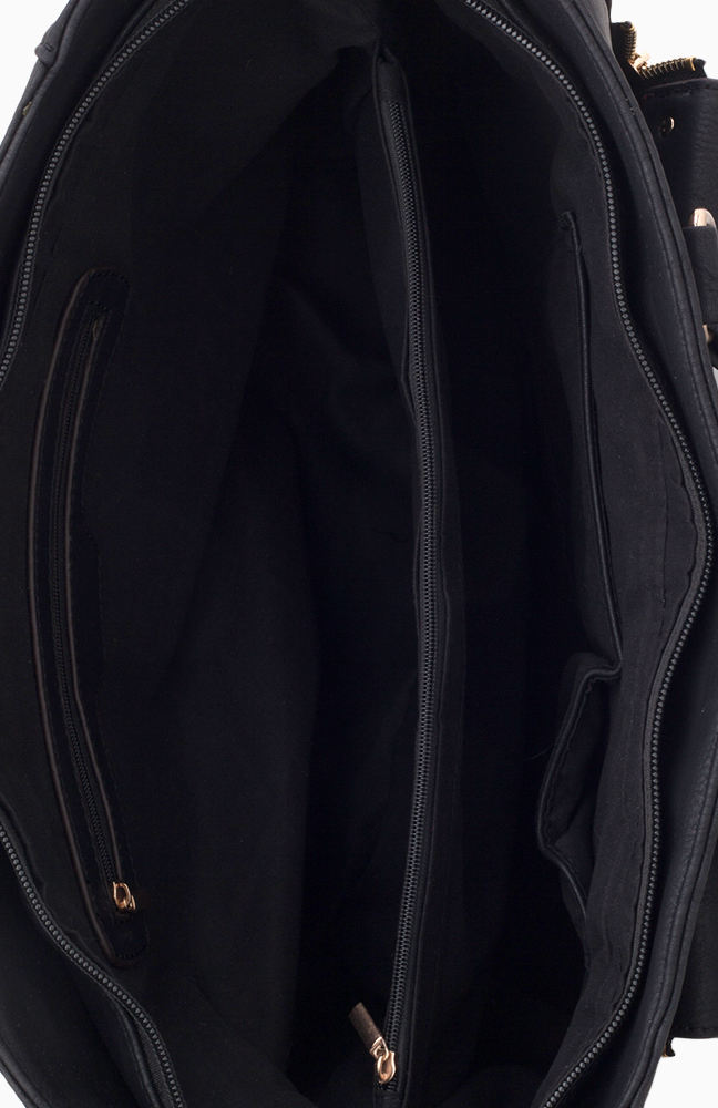 Double Front Zipper Everyday Bag in Black | DAILYLOOK