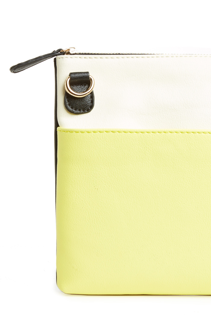 yellow and white clutch