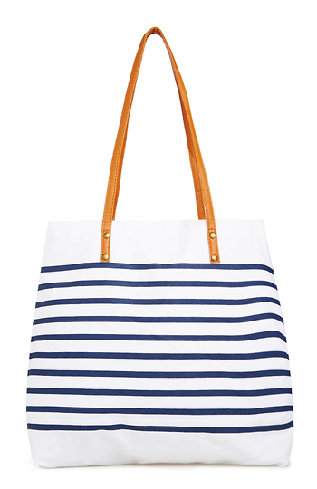 Canvas Striped Tote in Navy | DAILYLOOK