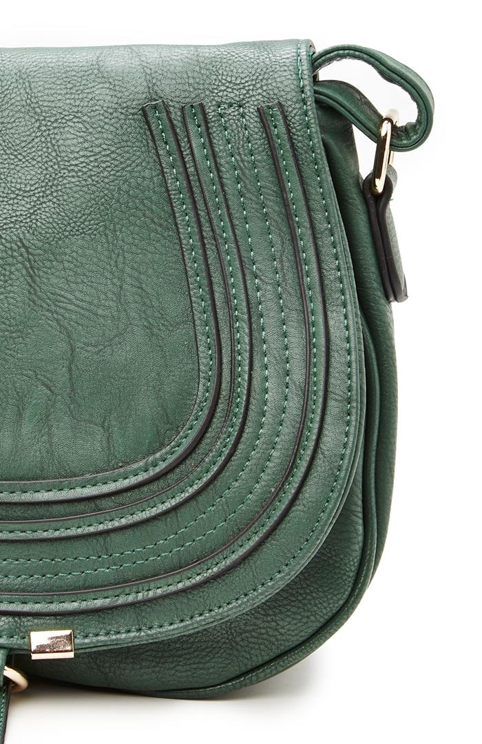 Classic Vegan Leather Saddlebag Purse in Green | DAILYLOOK
