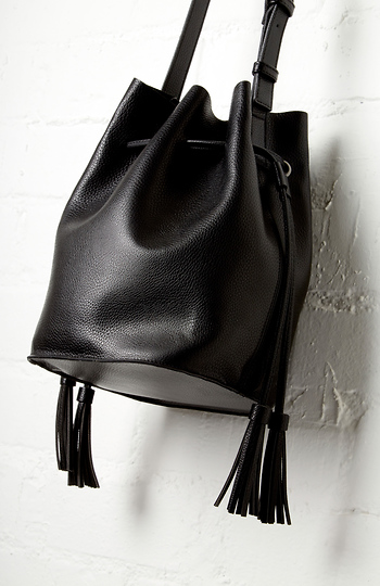 Casablanca Vegan Leather Contemporary Bucket Bag in Black | DAILYLOOK