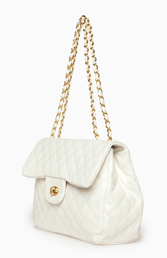 white quilted designer bag