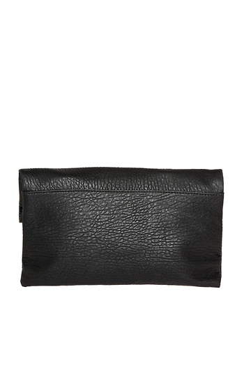 Langston Vegan Leather Double Fold Over Clutch in Black | DAILYLOOK