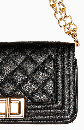 black quilted bag with chain strap