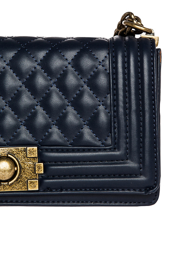 Dailylook Quilted Vegan Leather Purse In Navy 