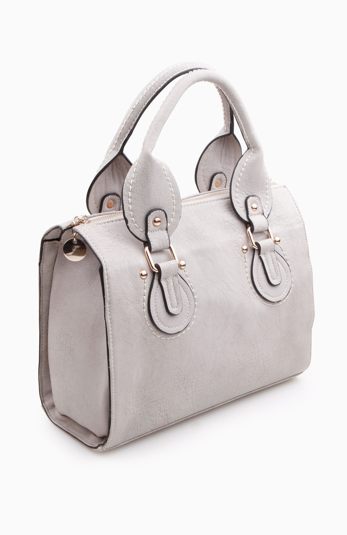 Grey Structured Satchel by Handbag Republic