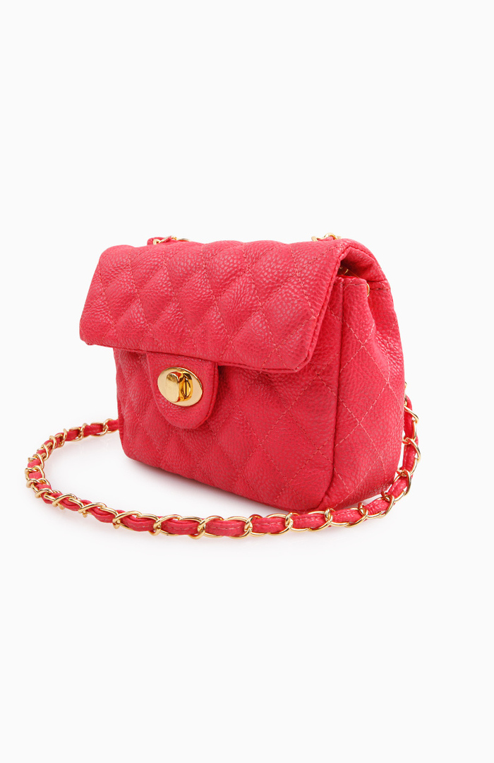 Quilted Coral Cross Body Bag in Coral | DAILYLOOK