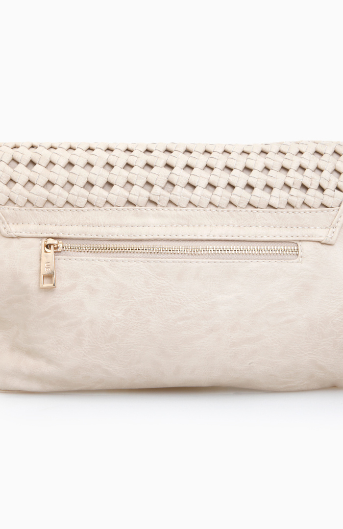 cream woven clutch bag