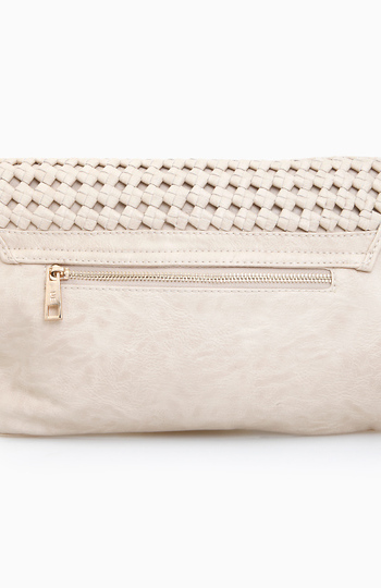 black cream clutch bag