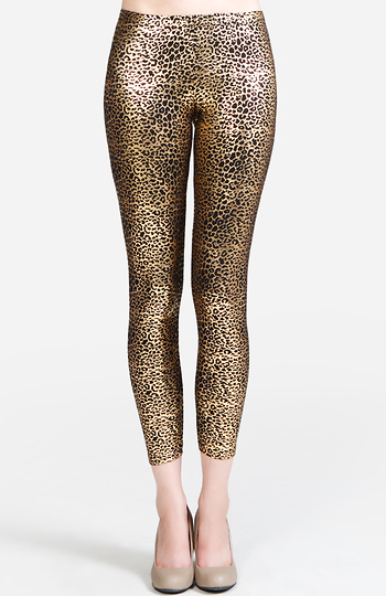 Metallic Animal Print Leggings Slide 1