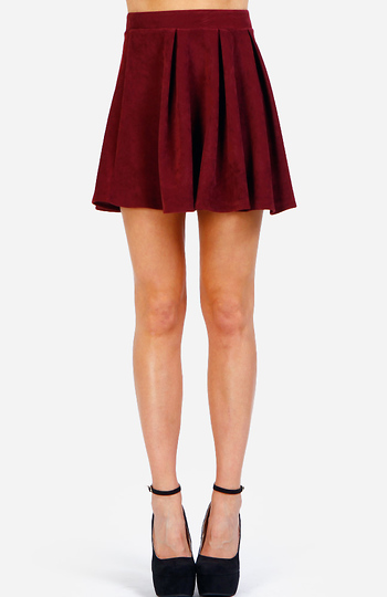 Faux Suede Pleated  Mini Skirt Slide 1