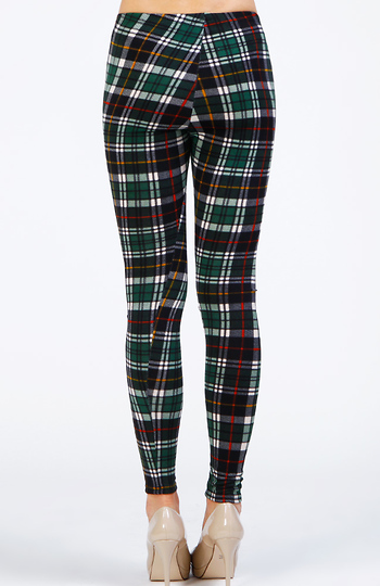 Scottish Plaid Leggings in Green | DAILYLOOK