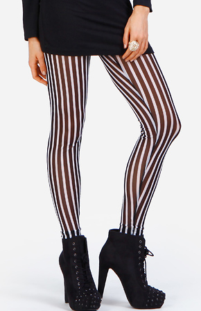 Striped on sale mesh leggings