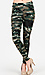 Camo Leggings with Faux Leather Detail Thumb 1