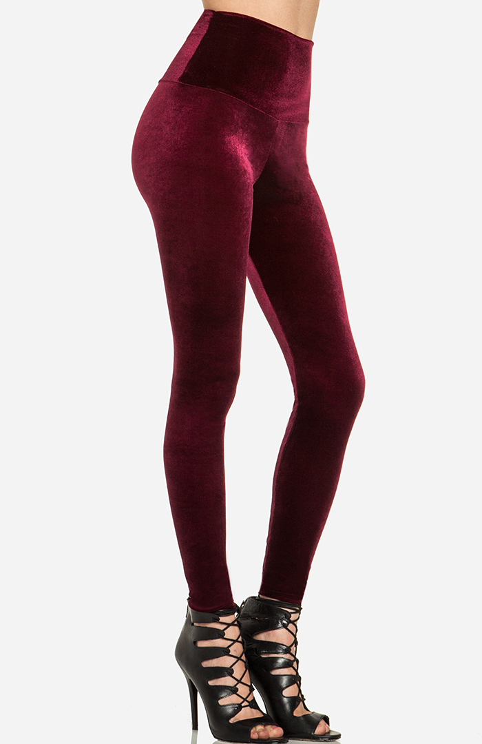 Velour Leggings in Burgundy DAILYLOOK