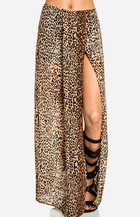 Sheer Leopard Maxi Skirt