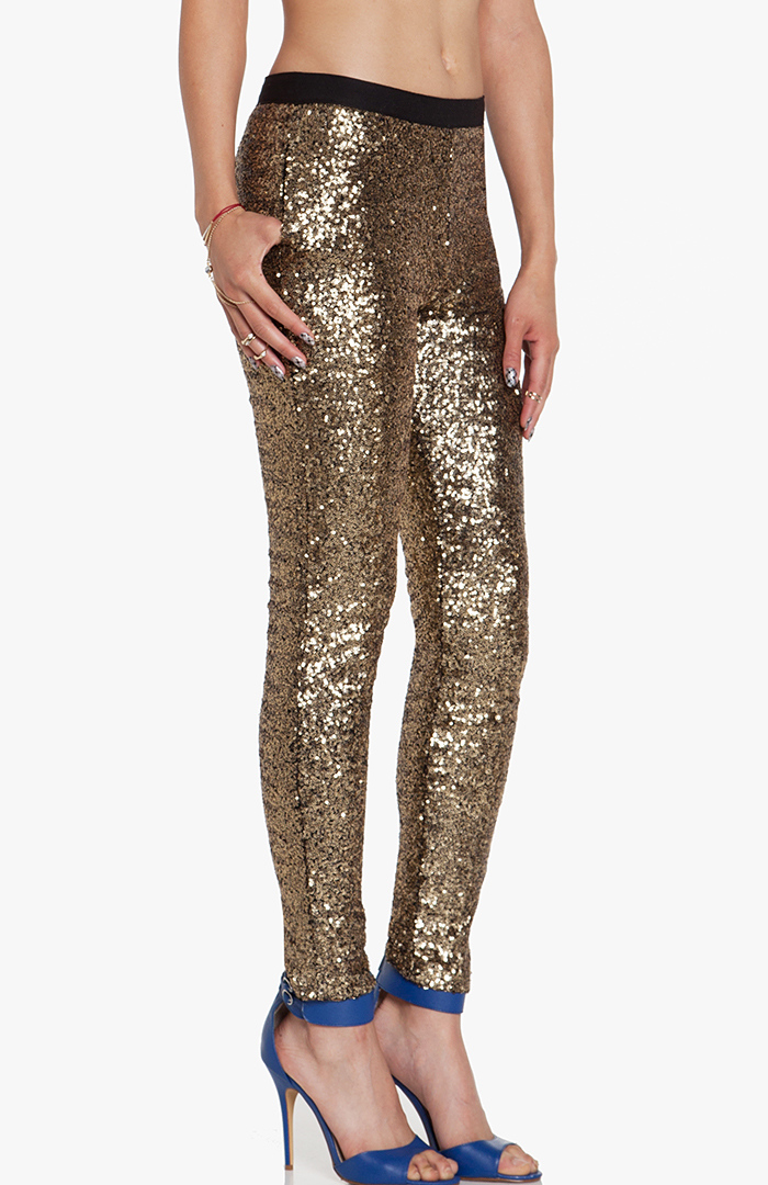 STYLESTALKER Goldfinger Sequin Pants in Gold | DAILYLOOK