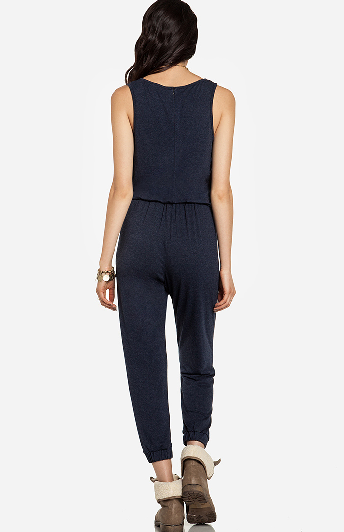 Jersey Knit Jumpsuit in Navy DAILYLOOK