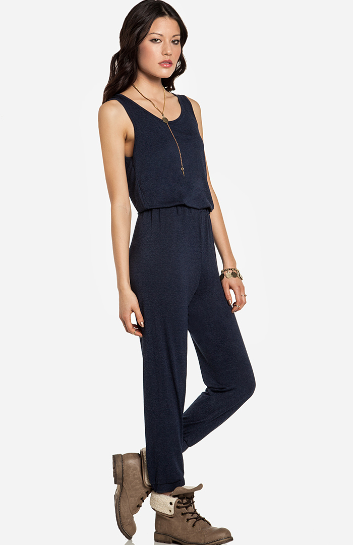 Jersey Knit Jumpsuit in Navy DAILYLOOK