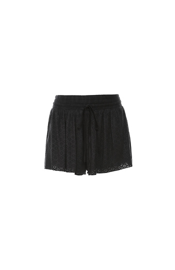 Eyelet Drawstring Shorts in Black | DAILYLOOK