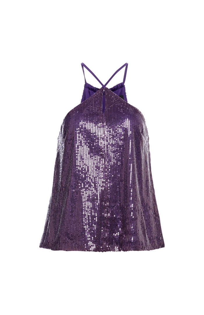 Halter Sleeveless Sequin Top in Purple | DAILYLOOK