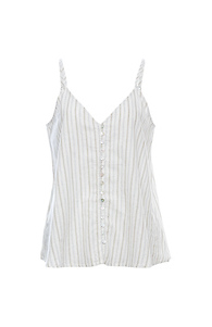 Buttoned Front Striped Tank Top Slide 1