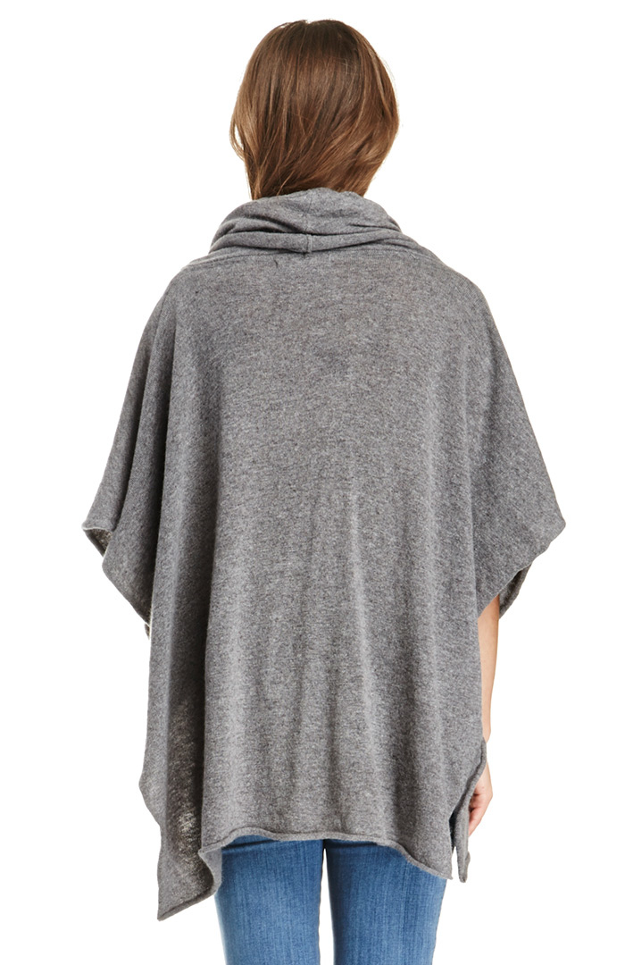 Cowl Neck Knit Poncho In Grey Dailylook 2617