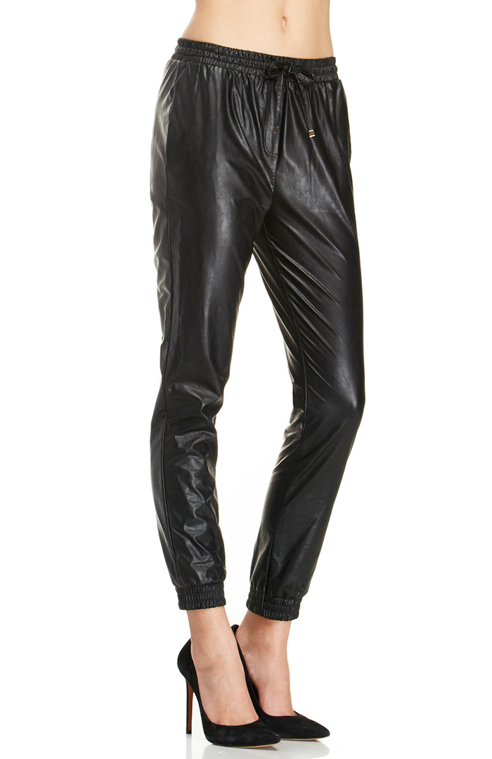 black leather sweatpants