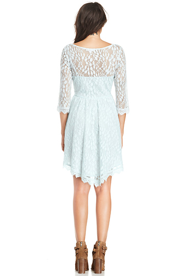 Dailylook Eyelash Lace Fit And Flare Dress In Light Blue Dailylook