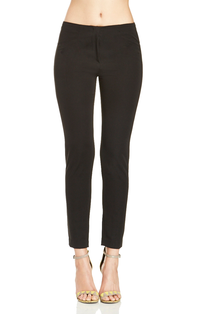 Zipper Detail Cigarette Pants in Black | DAILYLOOK