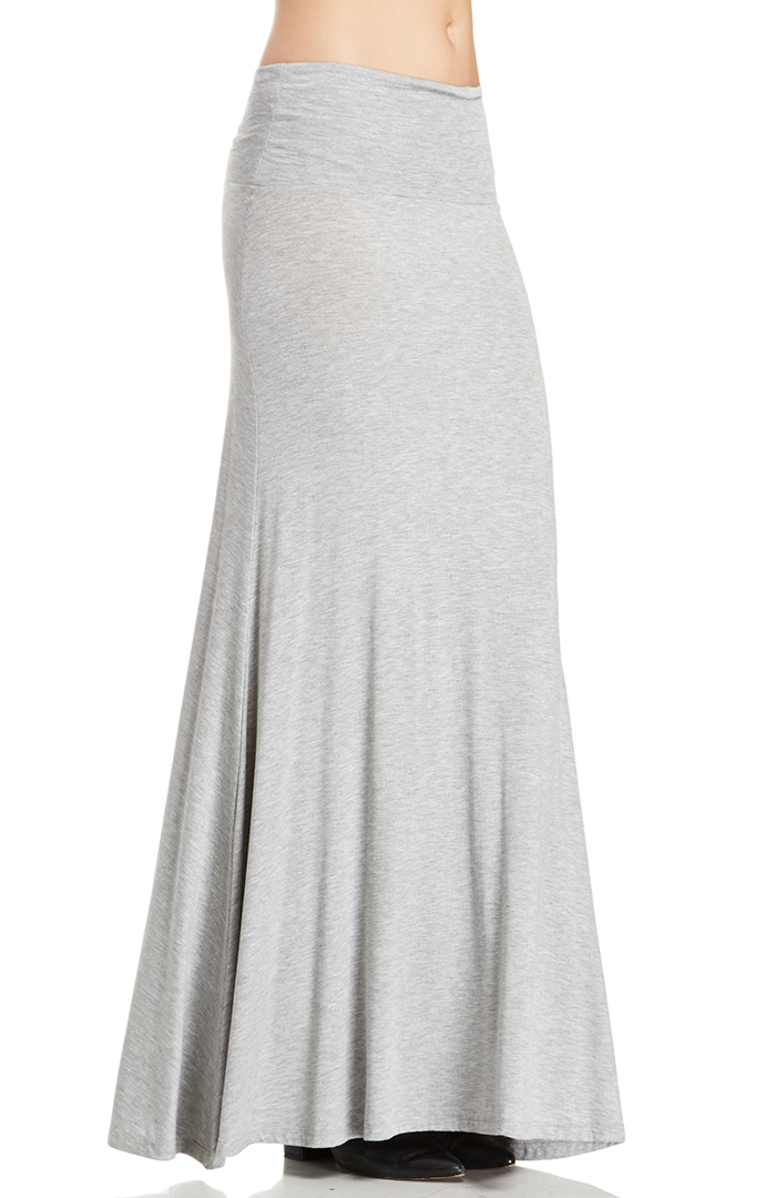 Jersey Knit Maxi Skirt In Grey DAILYLOOK