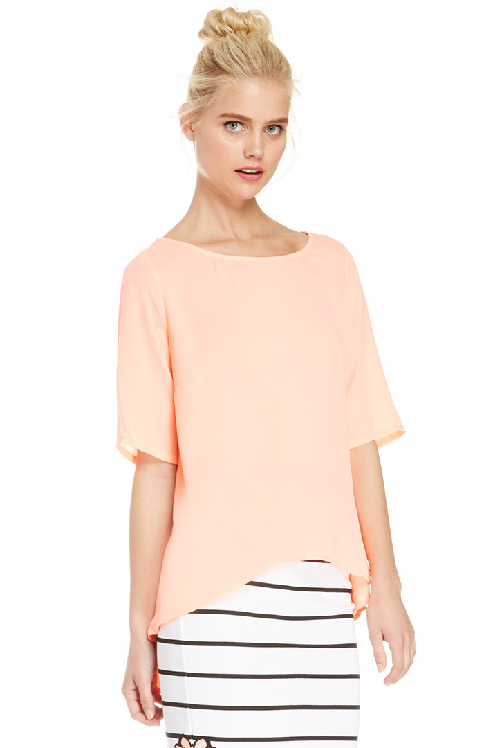 Glamorous High Low Blouse in Coral | DAILYLOOK