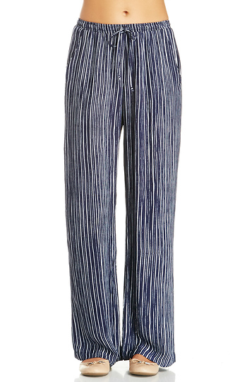 Striped Wide Leg Pants in Navy | DAILYLOOK