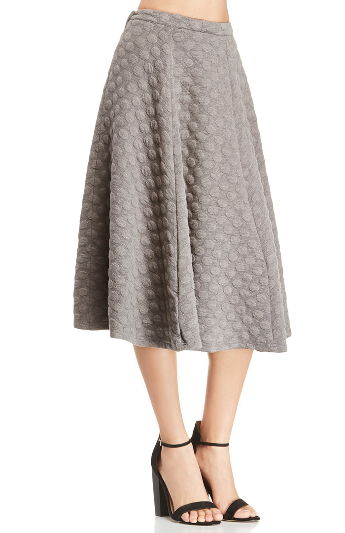 J.O.A. Dotted Jacquard Skirt in Grey | DAILYLOOK