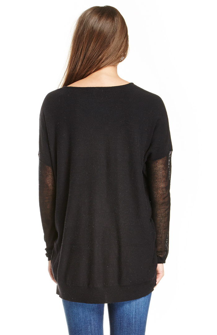 Glamorous V-Neck Long Sleeve Knit Top in Black | DAILYLOOK