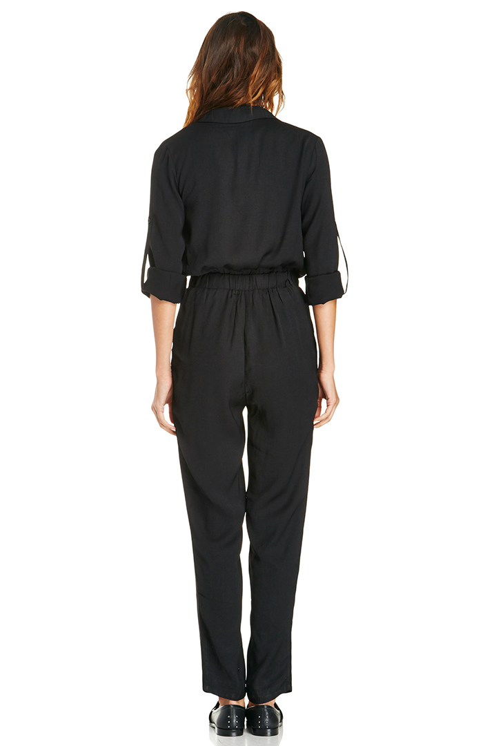 Lucy Paris Billie Long Sleeve Jumpsuit in Black | DAILYLOOK