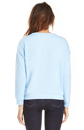 J.O.A. Embellished Pullover Sweater in Light Blue | DAILYLOOK