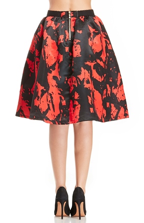 Lucy Paris Stone Patterned Circle Skirt in Black/Red | DAILYLOOK