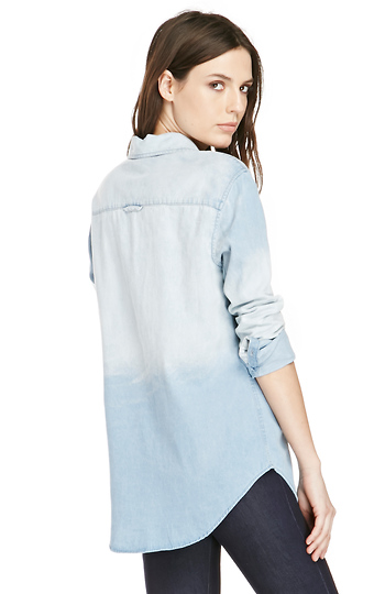 women's light blue chambray shirt