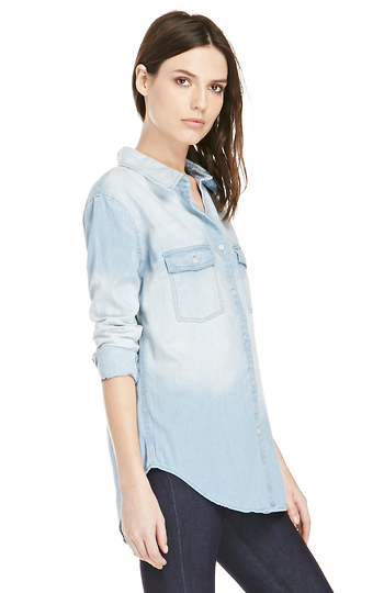 women's light blue chambray shirt